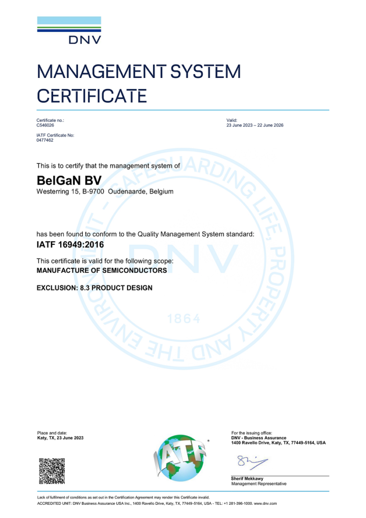 BelGaN BV IATF-16949 Certificate 2023